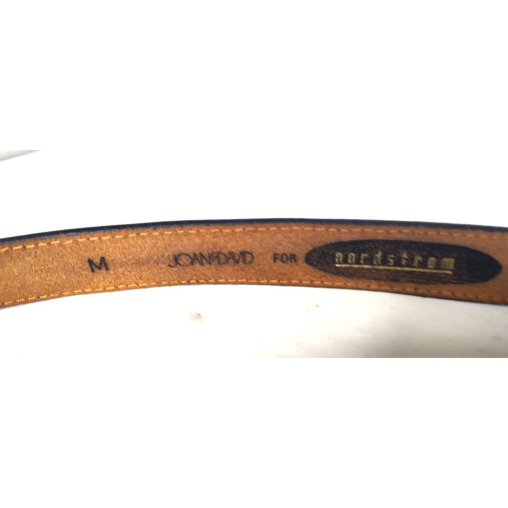 Joan & David for Nordstrom Womens M Navy Blue Leather Belt w Ivory color Buckle - Picture 6 of 8